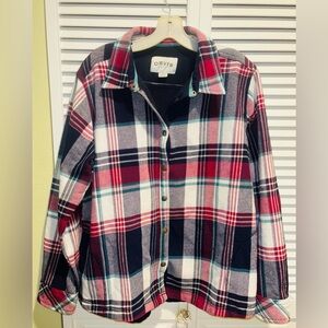 Orvis Womens Fleece Lined Snap Button Flannel Shirt Jacket Shacket Size XXL